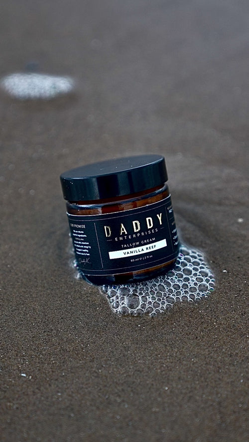 Vanilla Reef tallow cream on the shoreline